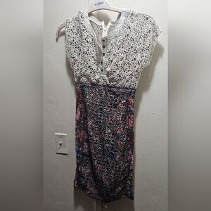 Byron Lars Lace Top Dress with Multicolor Skirt